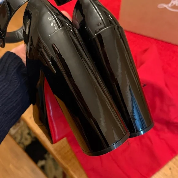 Christian Louboutin Movida 49/ US10 Sabina 130 Black Patent Platform Pump - Picture 7 of 11